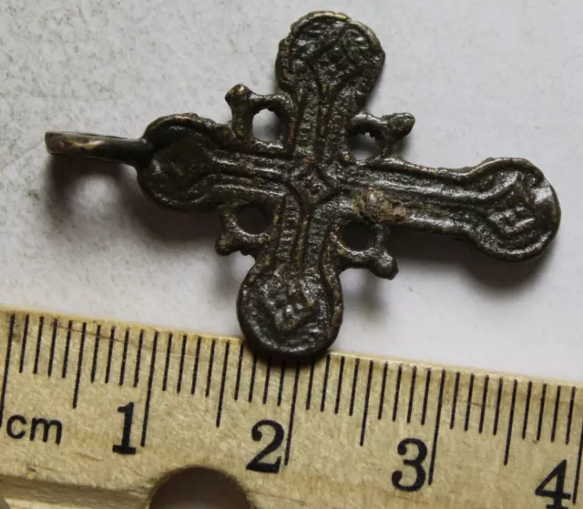 Rare Genuine antique Christian Religious open work cross pendant decorated 3