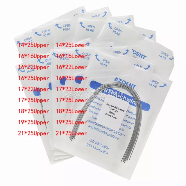 20 Arcs Orthodontiques Niti à Activation Thermique – Forme Rectangulaire Ovale – Pour Professionnels