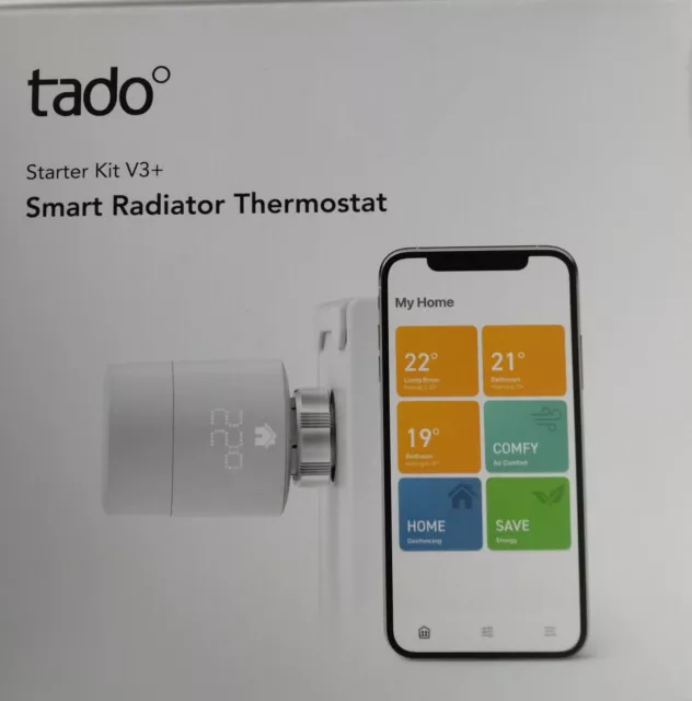 tado° Smartes Heizkörper-Thermostat Starter Kit V3+ (V3P-SK-ST01/B01-TC-ML-00)