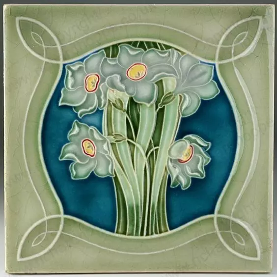 Ceramic Tile Art Nouveau Reproduction European Art Deco Azulejo Talavera Trivet