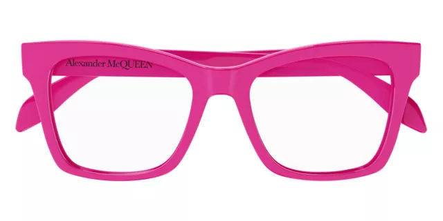 Alexander McQueen AM0388O Eyeglasses Women Fuchsia Square 52 New 100% Authentic