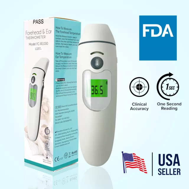 Non-Contact No Touch Forehead Ear Digital Infrared Thermometer Medical Grade FDA