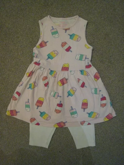 F&F Toddler Baby Girls Ice Lolly Dress Cropped Leggings Outfit Set 18-24 Months