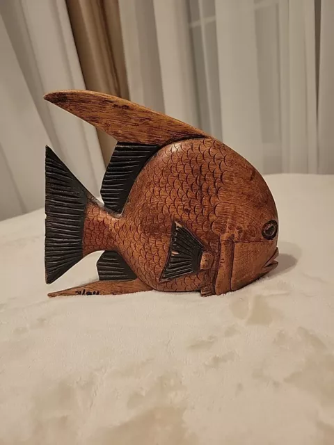 Wooden Hand-Carved Tropical Fish Decor