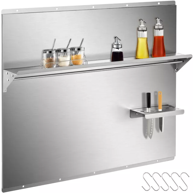 VEVOR Backsplash with Shelf Stainless Steel Kitchen Range Hood Wall Tile Shield