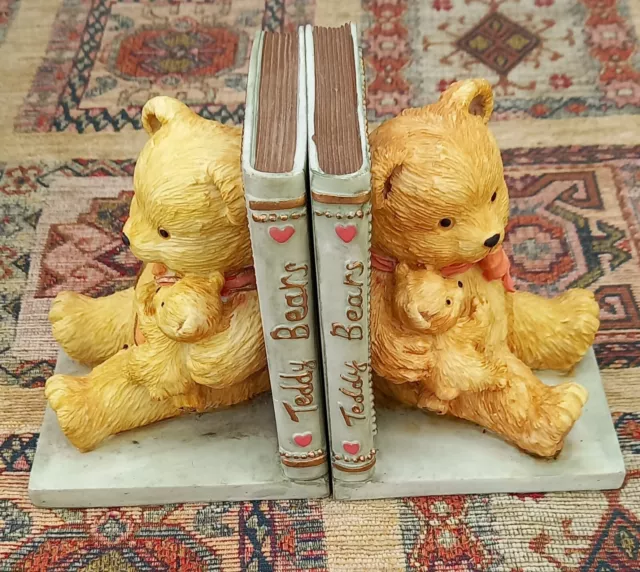 Vintage ACADEMY Heavy Resin Teddy Bear Bookends