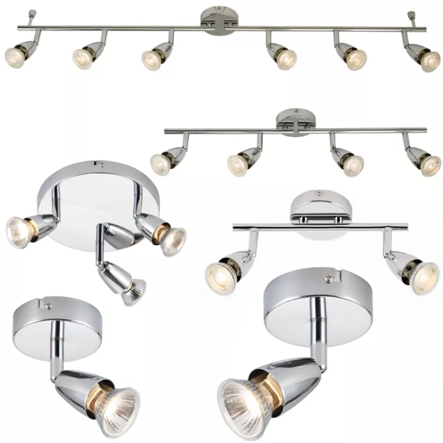 Chrome Plate Spot Lighting LED Adjustable Ceiling Downlights GU10 Dimmable Lamps