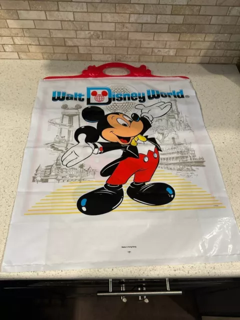 Vintage Walt Disney World Plastic Shopping Bag With red Handle bh