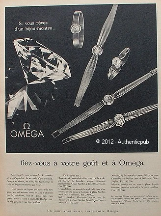 Publicite Montre Omega Bracelet Bijou Diamant De 1960 French Advert Watch Ad Pub