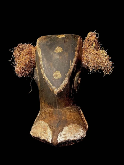 Hand Carved Wooden Face Mask possibly early 20th century. Bull Mask, dugn'b-3338 3