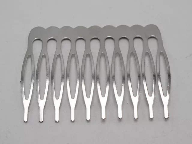 10 Silver Tone Blank Metal Hair Comb 52mm with 10 Teeth For Bridal Hair Accessor