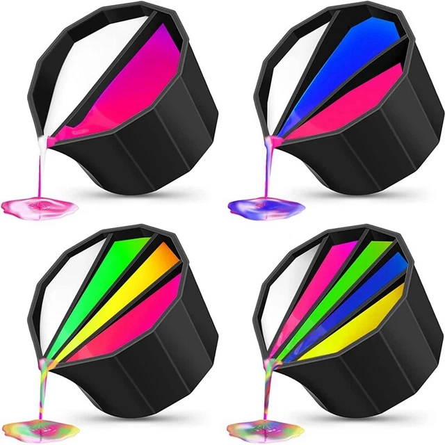 4Pcs Silicone Split Cup for Paint Pouring Reusable Paint Cups for Acrylic P T7X4