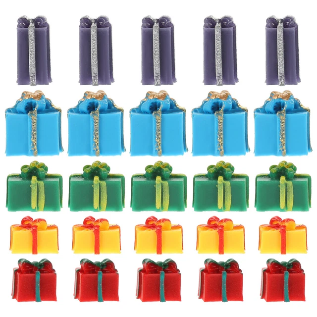 25pcs Miniature Box Ornaments Resin Present Boxes Doll House Miniatures
