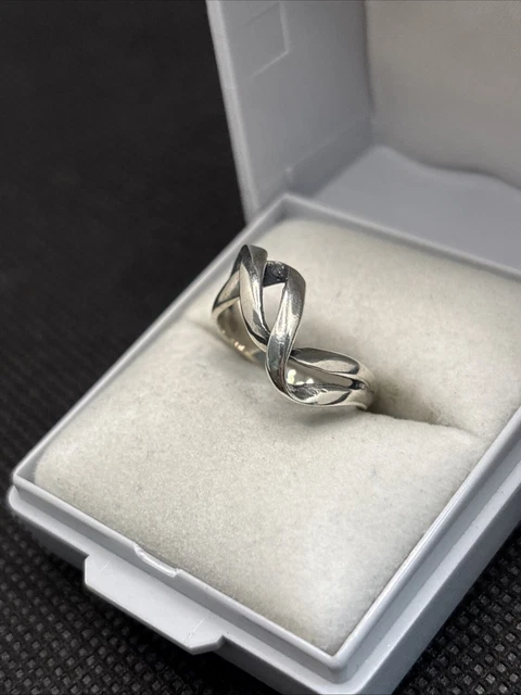 Bague Ancienne En Argent Massif 925 - Anneau Jonc Créateur Main, Taille 54