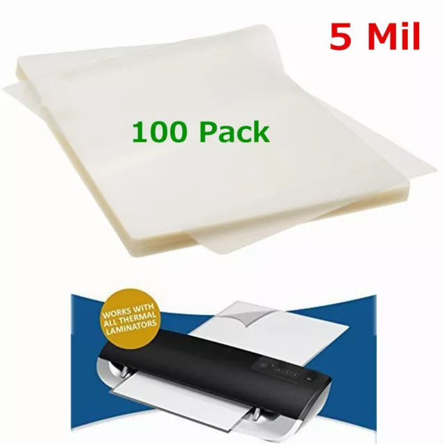 5 Mil 100 Clear Letter Size Thermal Laminator Laminating Pouches 9 X 11.5 Sheet