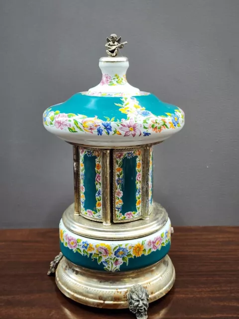 Antique REUGE Carousel Music Box , lipstick cigarette, Made in Italy Needs Resto Antique REUGE Carousel Music Box , lipstick cigarette, Made in Italy Needs Resto