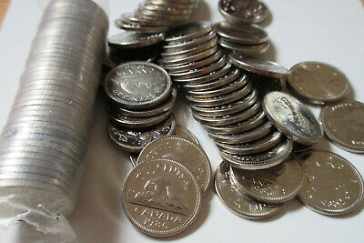 Roll of 1986 Canada Five Cents Coins (40 UNC Nickel) (RJXX)