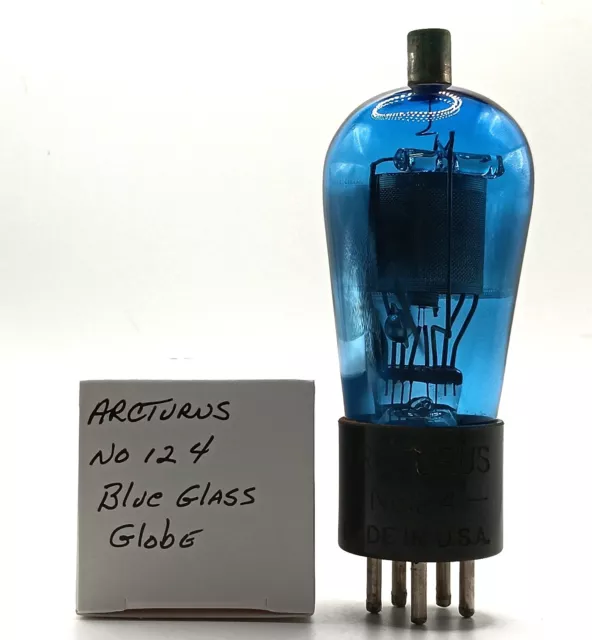 24A Vacuum Tube. Arcturus #124 Blue Glass Globe. Screen Grid Tetrode. 24A, 224,