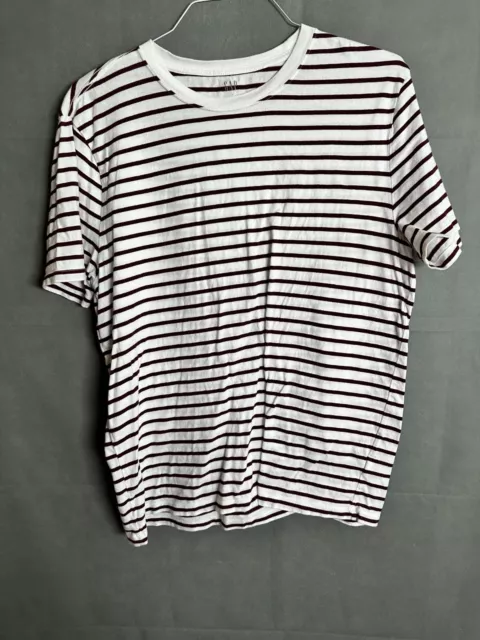 GAP Women's Favorite Crew Neck Tee Size L Short Sleeve white/red Stripe T Shirt