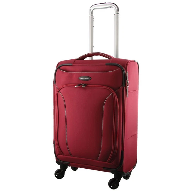 Pierre Cardin 40L Cabin Soft-Shell Suitcase Travel Luggage Bag 4-Wheel Case Red