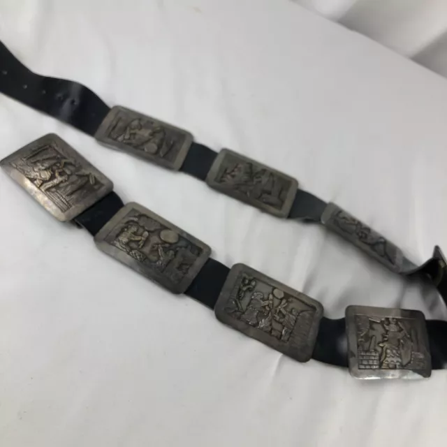 Vintage Sterling Navajo Story-Teller Concho Belt w/8 Buckles Measures 42” LL BCT Vintage Sterling Navajo Story-Teller Concho Belt w/8 Buckles Measures 42” LL BCT