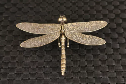 Collection chinese old bronze handmade dragonfly statue home decoration