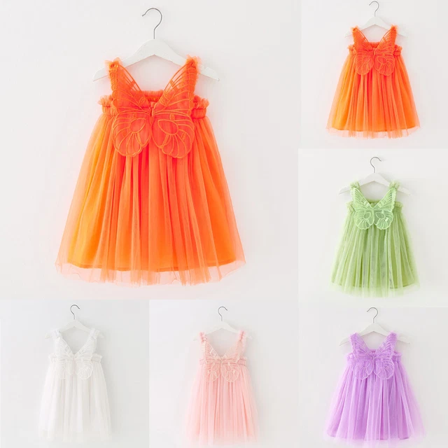 Girls Summer Dresses Size 8 Toddler Girls Sleeveless Butterfly Tulle Suspenders