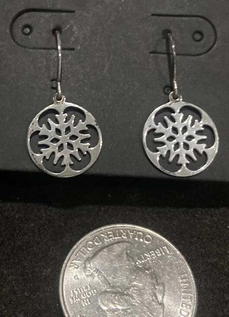 Artisan Sterling Silver Modernist Drops Snowflake Drops Southwestern