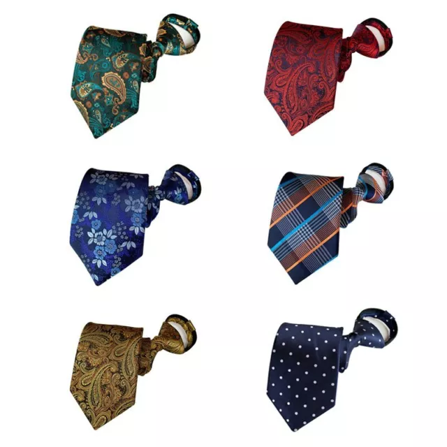 Mens Ties 8CM Zipper Lazy Neck Tie for Man Floral Paisley Great Hand Feeling Tie