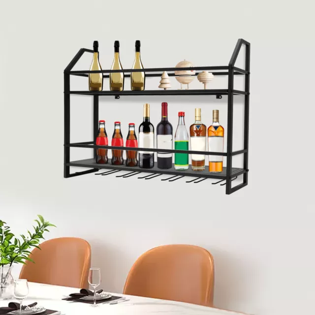 Wall Mounted Wine Glass Storage Rack Wine Rack Bottle Holder Bar Wine Shelf NEW