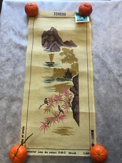 ancien tapisserie Canevas DMC a faire   tcheou  theme asiatique 30x65 cm C549
