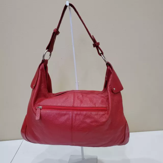 Barney's New York Pebbled Red Leather Handbag Purse Bag Slouchy Casual Strap