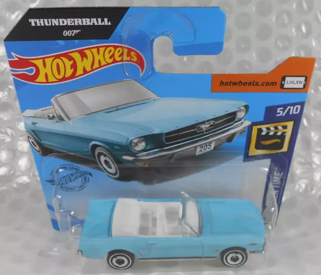 HOT WHEELS JAMES Bond Thunderball '65 Ford Mustang (blue) on short card ...
