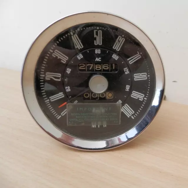 Classic Car  Speedo AC Speedometer 100mph with TRIP RESET ~ TRIUMPH Etc. ~ GWO