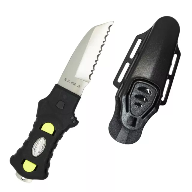 Scuba Diving Compact Black Stainless Steel Tanto Tip BCD Dive Knife