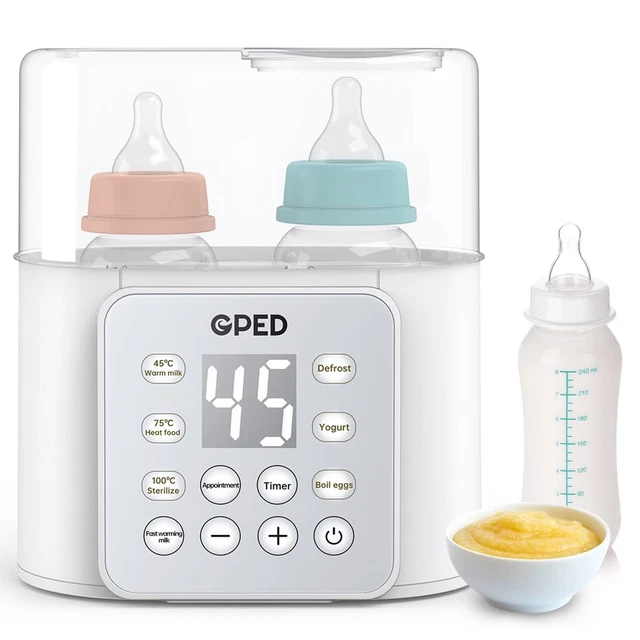 Baby Bottle Warmer, 9-In-1 Fast Food Heater & Defrost, Double Bottle Warmer with