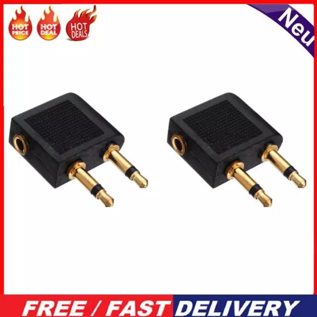 2 pcs Airline Airplane Earphone Headphone Headset Jack Audio Adapter 3.5mm