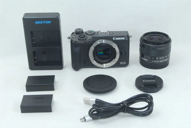 Canon - 【傷あり】Canon EOS M6 EF-M15-45 IS STM Kit CANON EOS M6 EF-M 15-45 IS STM Lens Kit Working $932.92