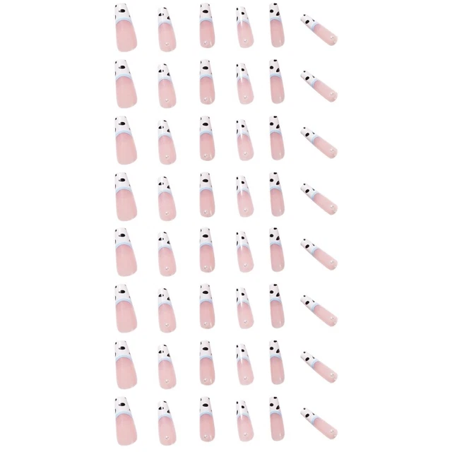 48 piezas uñas postizas de Halloween uñas de vaca impresas cubierta completa uñas postizas