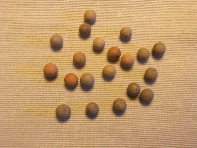 Lote De 20 Antiguas Canicas De Barro Cocido Y Piedra