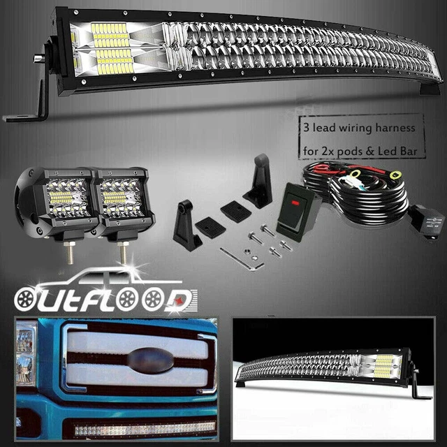 Bumper 42" LED Light Bar Driving w/2x Fog Kit For Ford F250 F350 F450 Super Duty