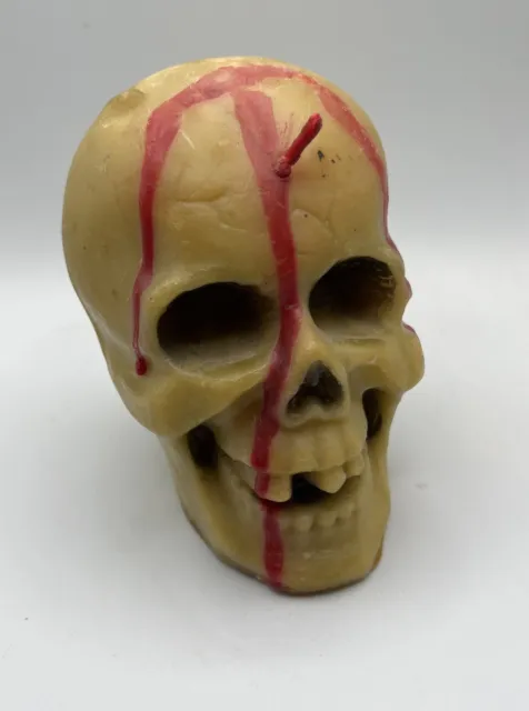 Vintage GURLEY Large Bleeding Skull Halloween Candle - Nice Condition