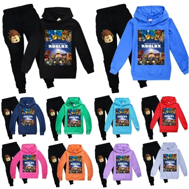 Kids Boys Roblox Hoodie Tracksuit Set Hooded Jumper Tops+Trousers Suit Outfit UK