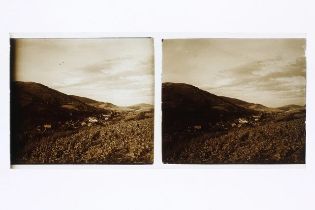 Montagne Village France Photo Stereo L1n16 Glass Plate Vintage