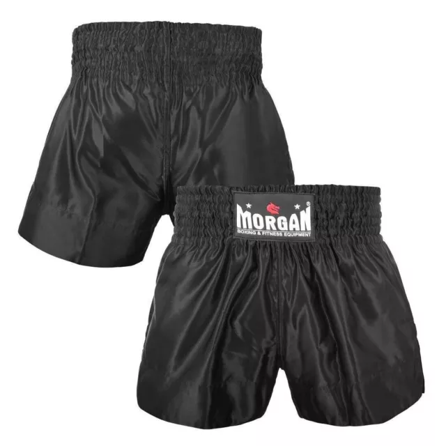 Muay Thai Kick Boxing Black Shorts - Morgan Sports **FREE DELIVERY**