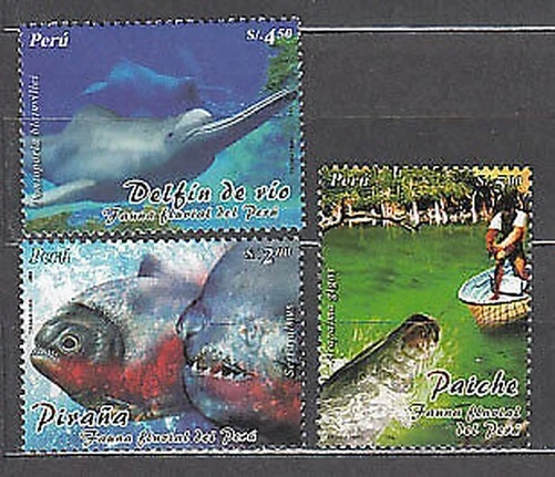 Peru - Post 2004 Yvert 1454/6 MNH Fauna. Fische