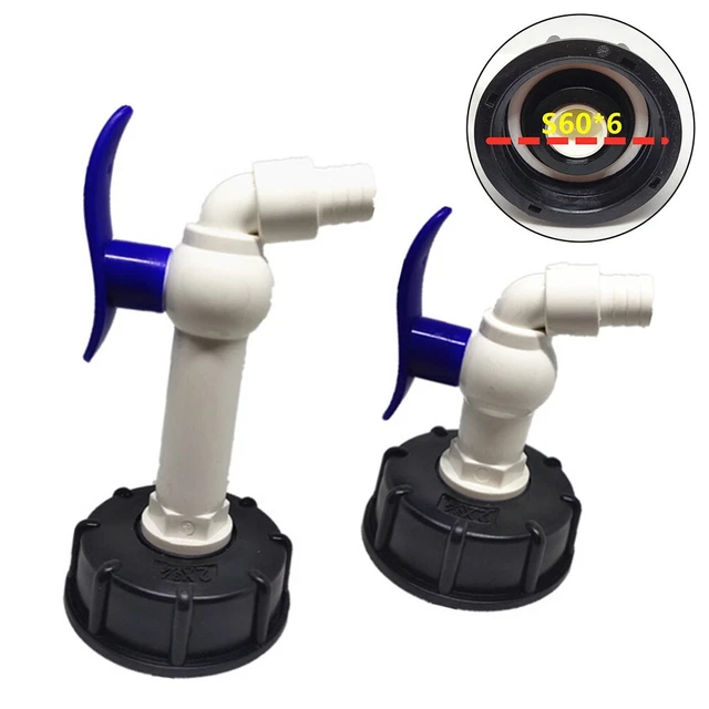 Adattatore Per Serbatoio IBC S60x6 In Ottone Con Rubinetto A Clip - Per Tubo Da Giardino 13mm, Scarico Acqua E Olio