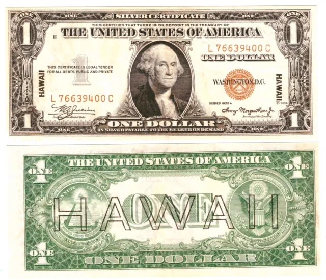 r Paper Reproduction - Hawaii 1 Dollar 1935 Pick #36  1837R