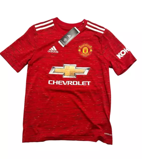 NWT adidas Youth Manchester United 2020/21 Home Soccer Jersey YOUTH Size Large
