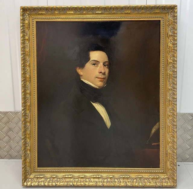 ANTIQUE ENGLISH SCHOOL 19th Century Oil On Canvas Portrait Of Georgian ...